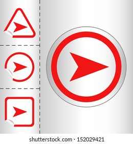 simple icon set of arrows on sticker button different forms in modern style. eps10 vector illustration 