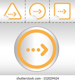 simple icon set of arrows on sticker button different forms in modern style. eps10 vector illustration 