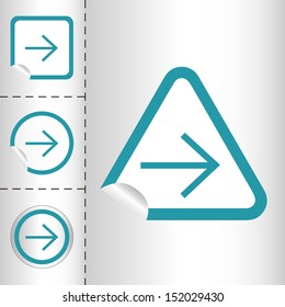 simple icon set of arrows on sticker button different forms in modern style. eps10 vector illustration 