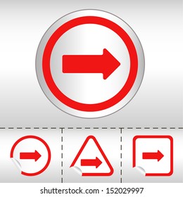 simple icon set of arrows on sticker button different forms in modern style. eps10 vector illustration 