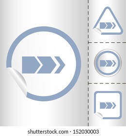 simple icon set of arrows on sticker button different forms in modern style. eps10 vector illustration 