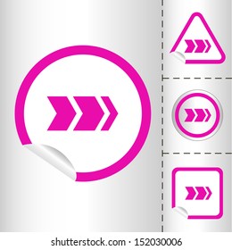 simple icon set of arrows on sticker button different forms in modern style. eps10 vector illustration 