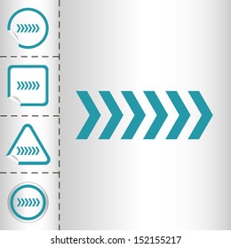 simple icon set of arrows on sticker button different forms in modern style. eps10 vector illustration 