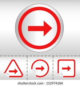 simple icon set of arrows on sticker button different forms in modern style. eps10 vector illustration 