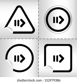 simple icon set of arrows on sticker button different forms in modern style. eps10 vector illustration 