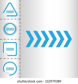 simple icon set of arrows on sticker button different forms in modern style. eps10 vector illustration 