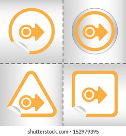 simple icon set of arrows on sticker button different forms in modern style. eps10 vector illustration 