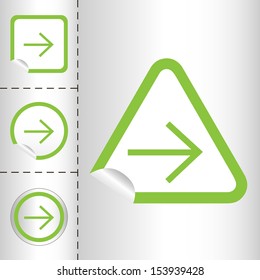 simple icon set of arrows on sticker button different forms in modern style. eps10 vector illustration 