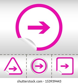 simple icon set of arrows on sticker button different forms in modern style. eps10 vector illustration 
