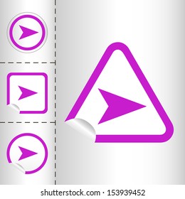 simple icon set of arrows on sticker button different forms in modern style. eps10 vector illustration 