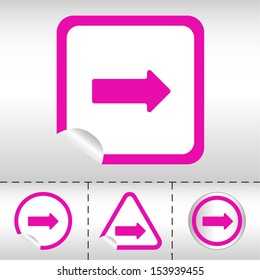 simple icon set of arrows on sticker button different forms in modern style. eps10 vector illustration 