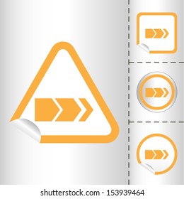 simple icon set of arrows on sticker button different forms in modern style. eps10 vector illustration 