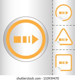 simple icon set of arrows on sticker button different forms in modern style. eps10 vector illustration 
