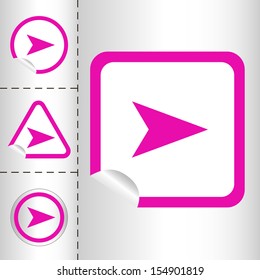 simple icon set of arrows on sticker button different forms in modern style. eps10 vector illustration 
