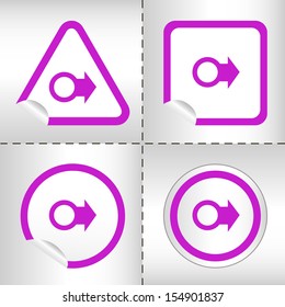 simple icon set of arrows on sticker button different forms in modern style. eps10 vector illustration 