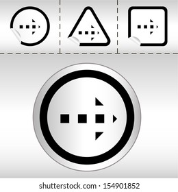 simple icon set of arrows on sticker button different forms in modern style. eps10 vector illustration 