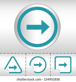 simple icon set of arrows on sticker button different forms in modern style. eps10 vector illustration 