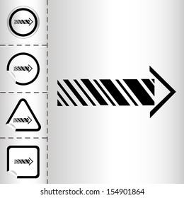 simple icon set of arrows on sticker button different forms in modern style. eps10 vector illustration 