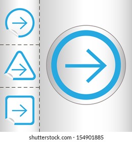 simple icon set of arrows on sticker button different forms in modern style. eps10 vector illustration 
