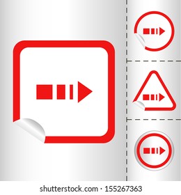 simple icon set of arrows on sticker button different forms in modern style. eps10 vector illustration 