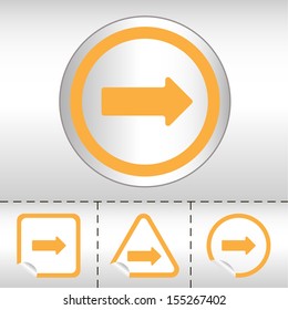 simple icon set of arrows on sticker button different forms in modern style. eps10 vector illustration 