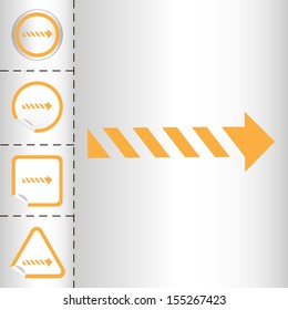 simple icon set of arrows on sticker button different forms in modern style. eps10 vector illustration 