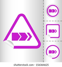 simple icon set of arrows on sticker button different forms in modern style. eps10 vector illustration