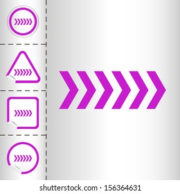simple icon set of arrows on sticker button different forms in modern style. eps10 vector illustration