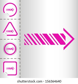 simple icon set of arrows on sticker button different forms in modern style. eps10 vector illustration