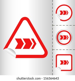 simple icon set of arrows on sticker button different forms in modern style. eps10 vector illustration