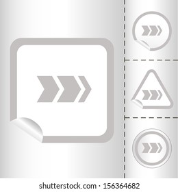 simple icon set of arrows on sticker button different forms in modern style. eps10 vector illustration