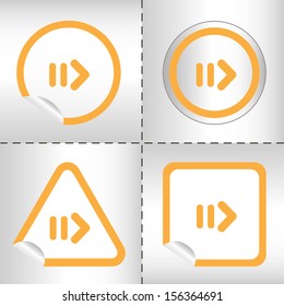 simple icon set of arrows on sticker button different forms in modern style. eps10 vector illustration