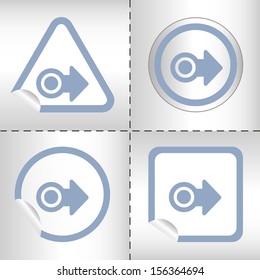 simple icon set of arrows on sticker button different forms in modern style. eps10 vector illustration