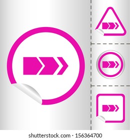 simple icon set of arrows on sticker button different forms in modern style. eps10 vector illustration