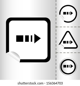 simple icon set of arrows on sticker button different forms in modern style. eps10 vector illustration
