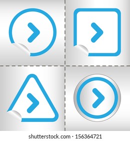 simple icon set of arrows on sticker button different forms in modern style. eps10 vector illustration