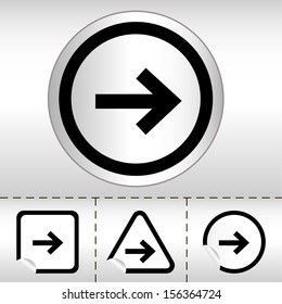 simple icon set of arrows on sticker button different forms in modern style. eps10 vector illustration