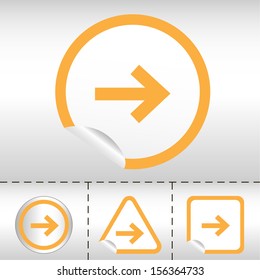 simple icon set of arrows on sticker button different forms in modern style. eps10 vector illustration