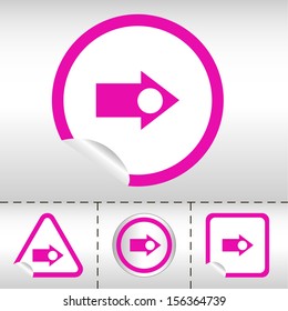 simple icon set of arrows on sticker button different forms in modern style. eps10 vector illustration