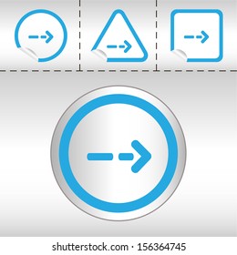 simple icon set of arrows on sticker button different forms in modern style. eps10 vector illustration