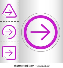 simple icon set of arrows on sticker button different forms in modern style. eps10 vector illustration