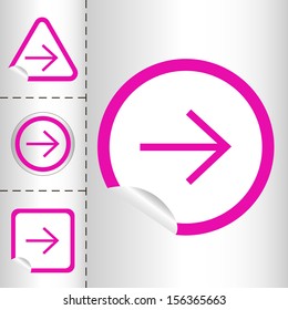 simple icon set of arrows on sticker button different forms in modern style. eps10 vector illustration