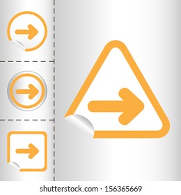 simple icon set of arrows on sticker button different forms in modern style. eps10 vector illustration