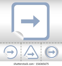 simple icon set of arrows on sticker button different forms in modern style. eps10 vector illustration