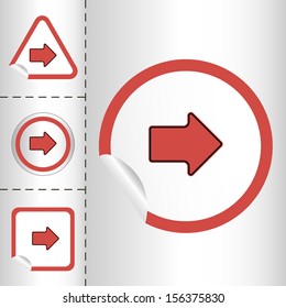 simple icon set of arrows on sticker button different forms in modern style. eps10 vector illustration 