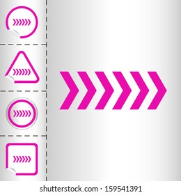 simple icon set of arrows on sticker button different forms in modern style. eps10 vector illustration