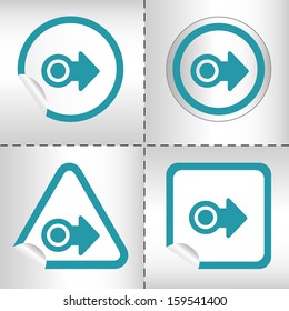 simple icon set of arrows on sticker button different forms in modern style. eps10 vector illustration
