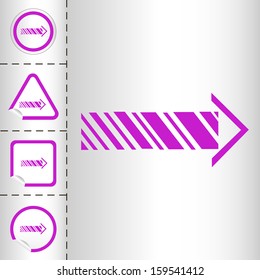 simple icon set of arrows on sticker button different forms in modern style. eps10 vector illustration