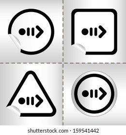 simple icon set of arrows on sticker button different forms in modern style. eps10 vector illustration