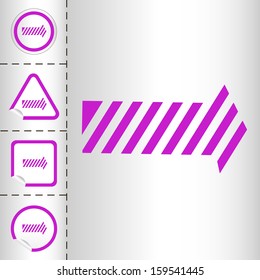 simple icon set of arrows on sticker button different forms in modern style. eps10 vector illustration